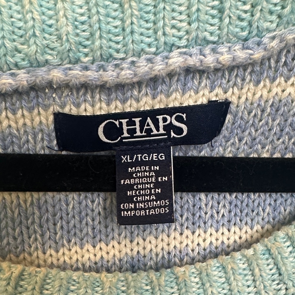 Chaps Women's Multicolor Striped Short Sleeve sweater XL - Picture 2 of 3